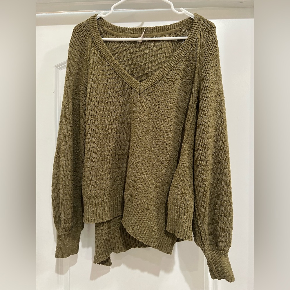 Free People Asymmetrical Green Sweater